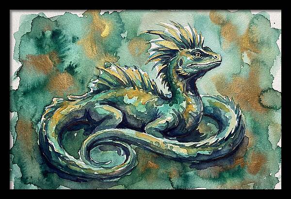 Basilisk Watercolor Illustration