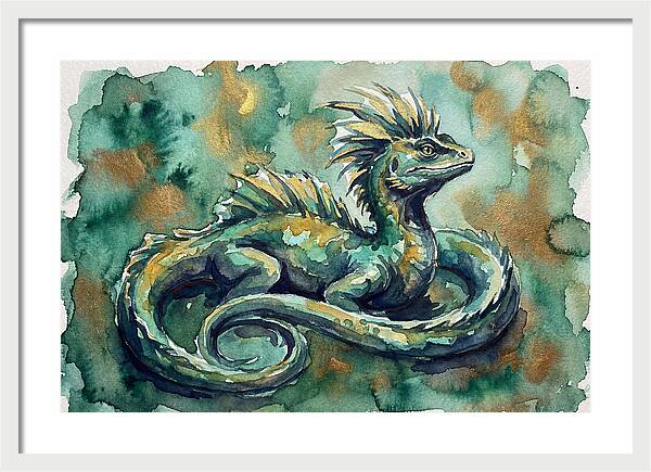 Basilisk Watercolor Illustration