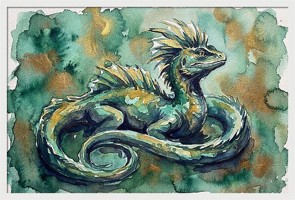 Basilisk Watercolor Illustration