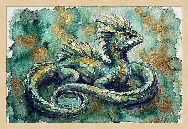 Basilisk Watercolor Illustration