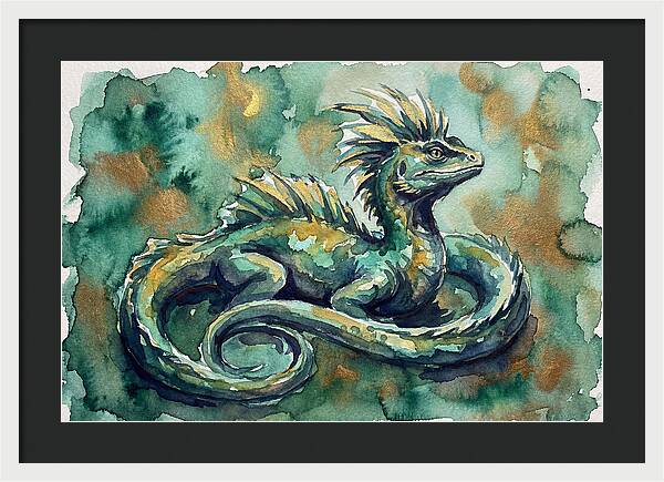 Basilisk Watercolor Illustration