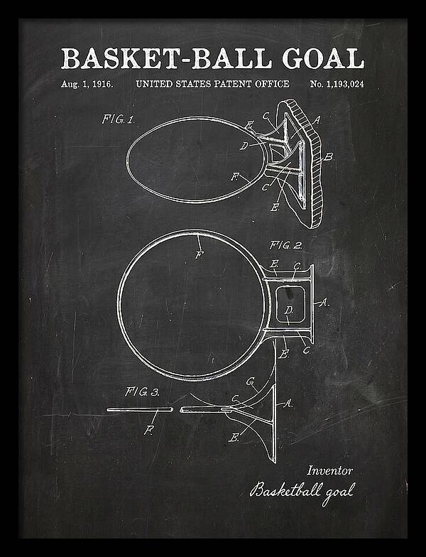 Basket Ball Goal Chalkboard Patent Us1193024