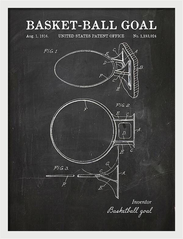 Basket Ball Goal Chalkboard Patent Us1193024