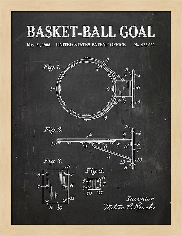 Basket Ball Goal Chalkboard Patent Us922630
