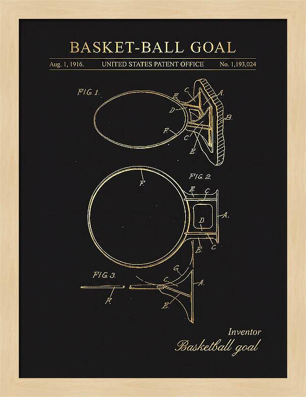 Basket Ball Goal Gold Patent Us1193024
