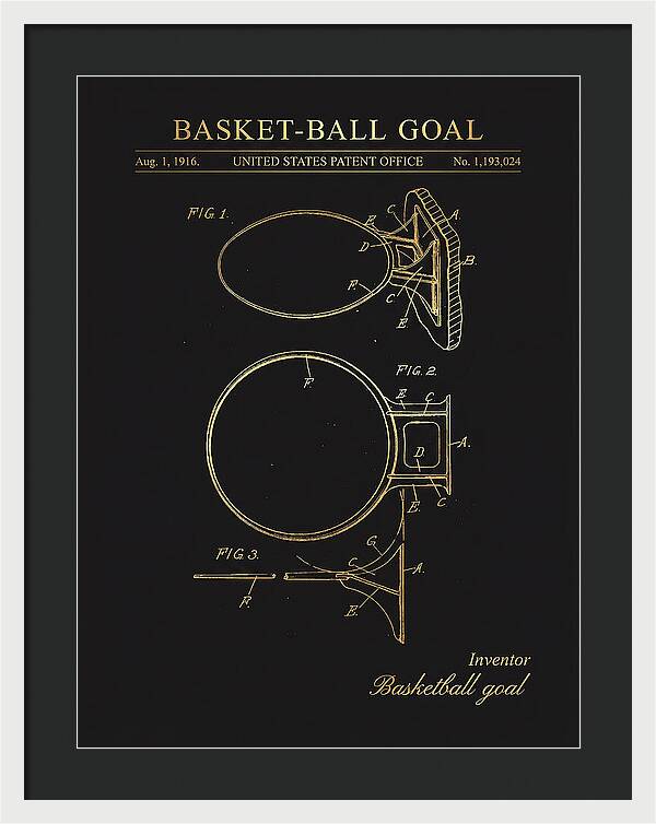 Basket Ball Goal Gold Patent Us1193024