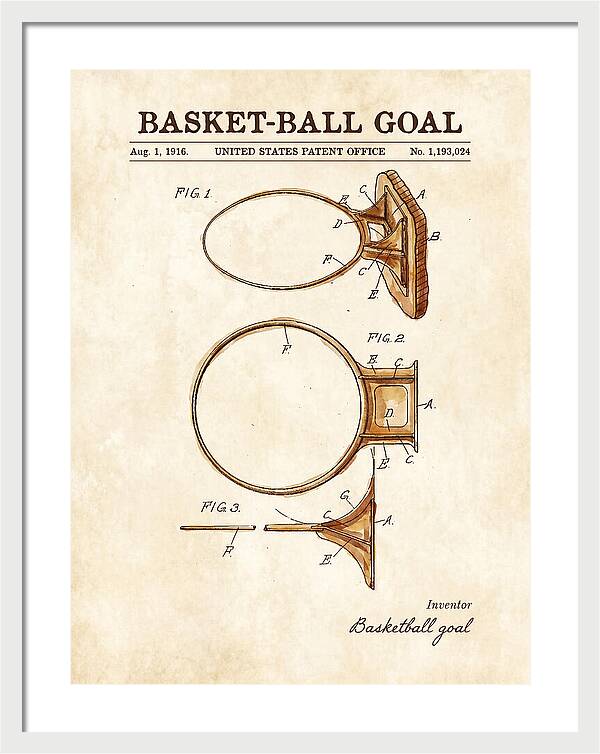 Basket Ball Goal Watercolor Patent Us1193024