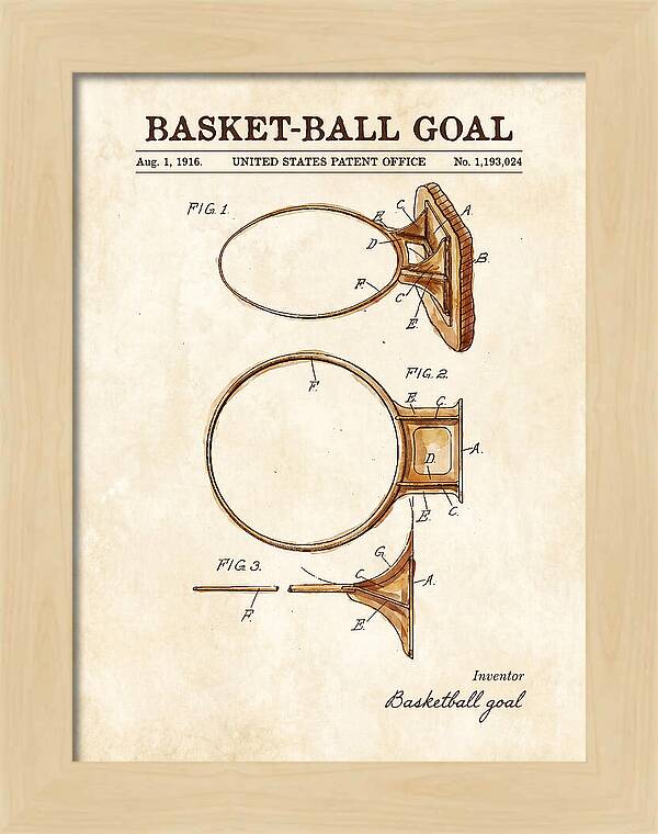 Basket Ball Goal Watercolor Patent Us1193024