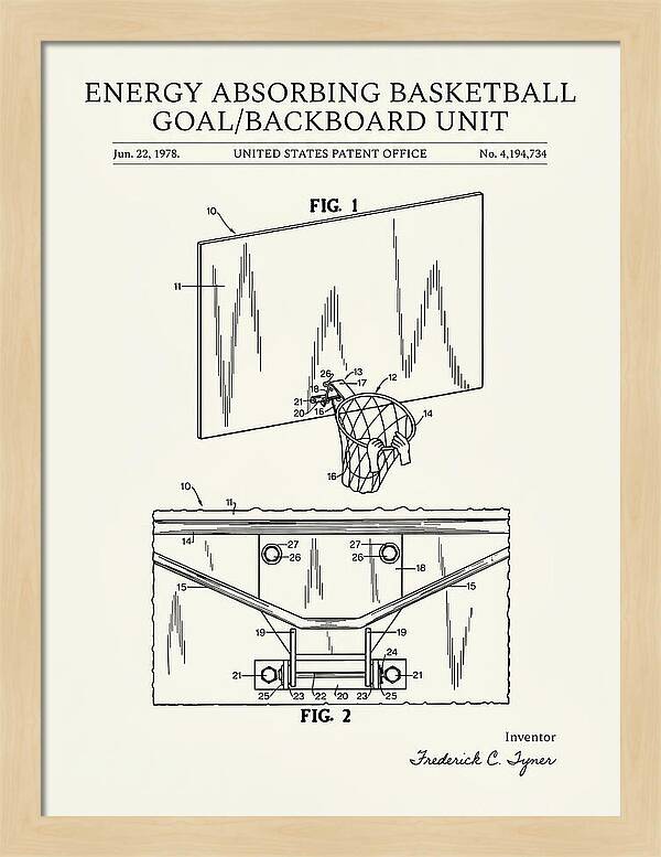 Basketball Backboard And Goal Minimalist Patent Us4194734