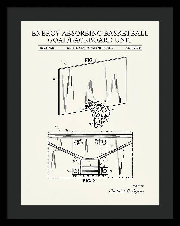 Basketball Backboard And Goal Minimalist Patent Us4194734