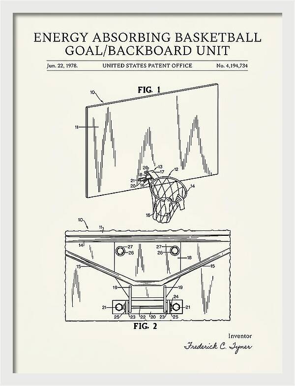 Basketball Backboard And Goal Minimalist Patent Us4194734