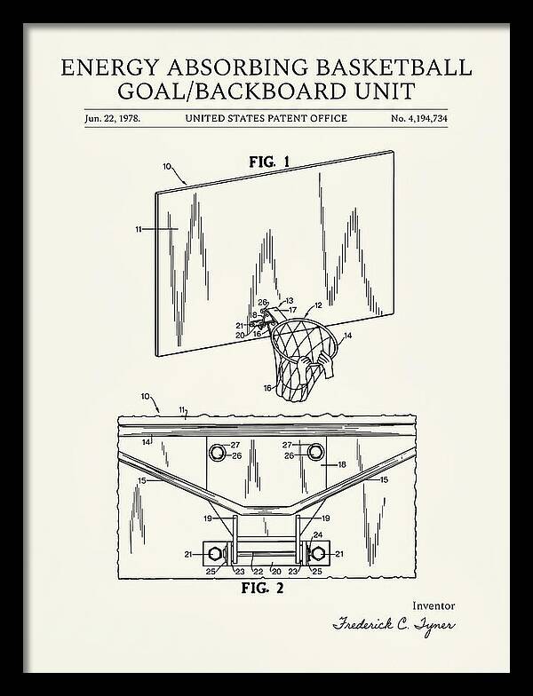 Basketball Backboard And Goal Minimalist Patent Us4194734