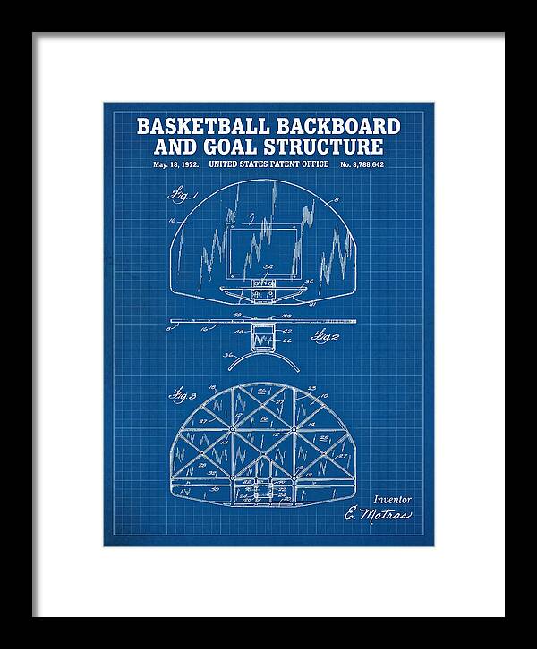 Basketball Backboard And Goal Structure Blueprint Patent Us3788642a