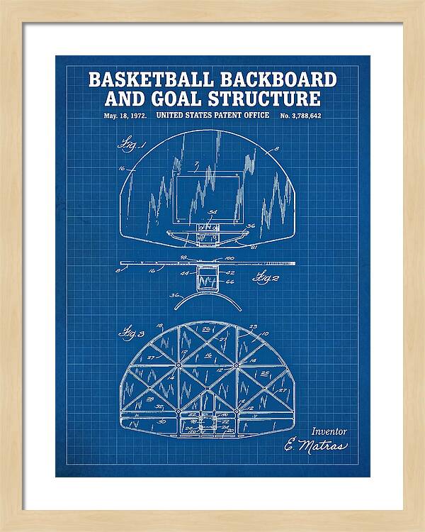 Basketball Backboard And Goal Structure Blueprint Patent Us3788642a