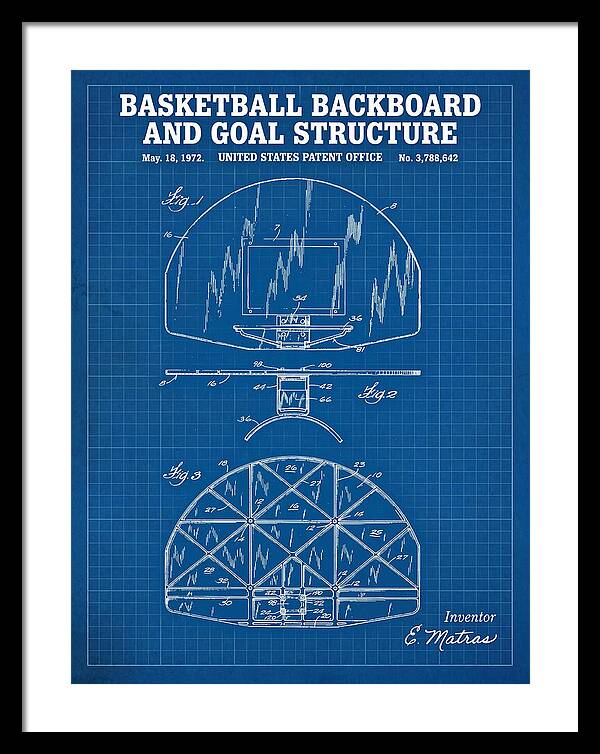Basketball Backboard And Goal Structure Blueprint Patent Us3788642a