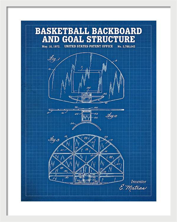 Basketball Backboard And Goal Structure Blueprint Patent Us3788642a