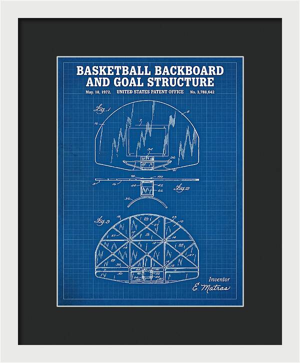 Basketball Backboard And Goal Structure Blueprint Patent Us3788642a