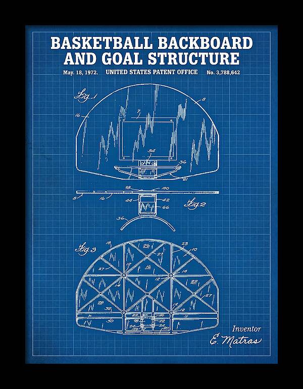 Basketball Backboard And Goal Structure Blueprint Patent Us3788642a