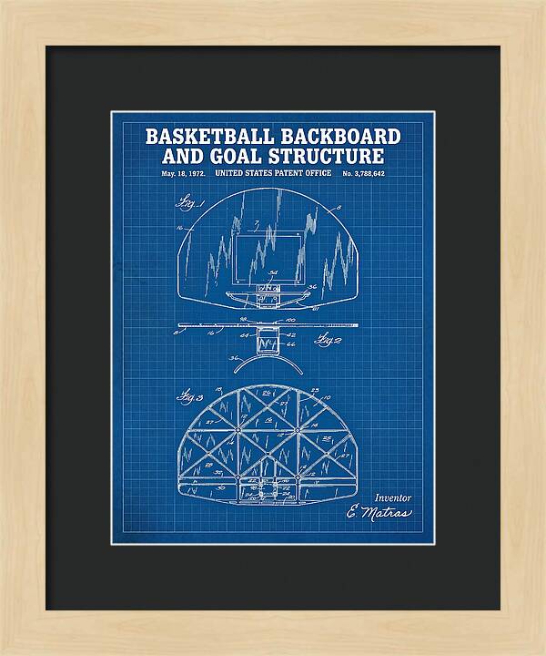 Basketball Backboard And Goal Structure Blueprint Patent Us3788642a