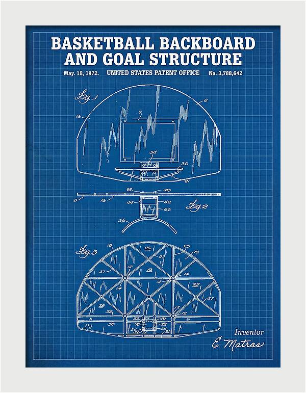Basketball Backboard And Goal Structure Blueprint Patent Us3788642a