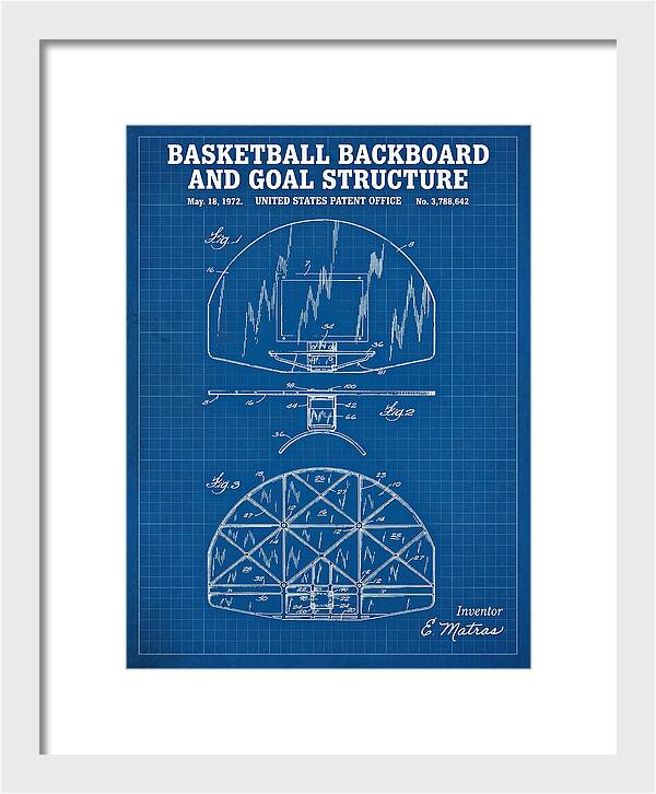 Basketball Backboard And Goal Structure Blueprint Patent Us3788642a