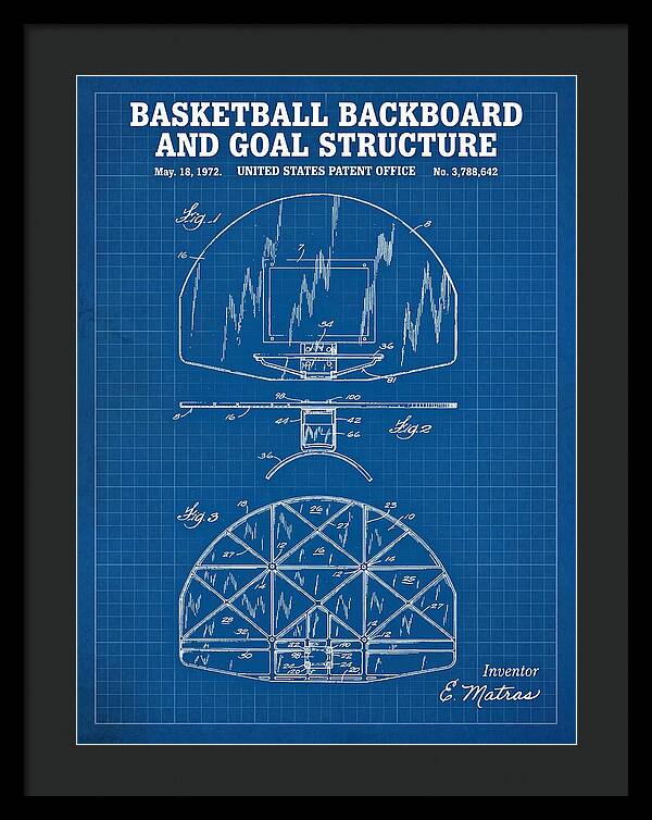 Basketball Backboard And Goal Structure Blueprint Patent Us3788642a