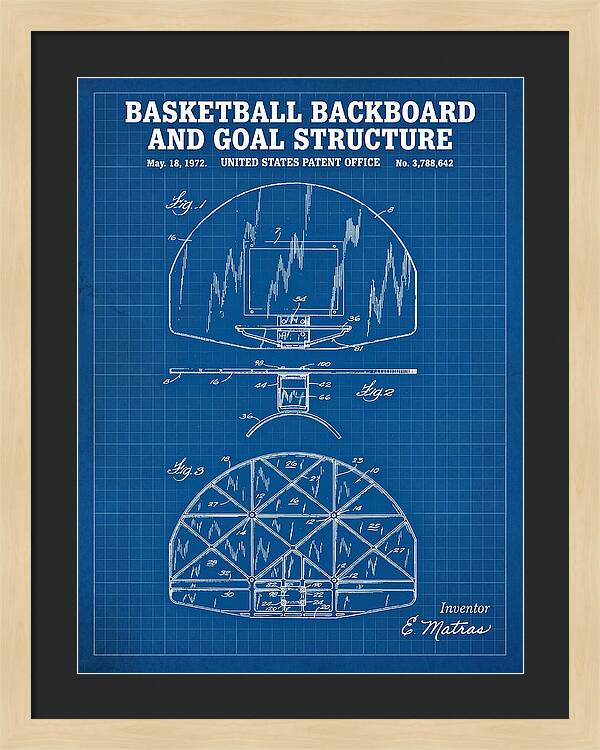 Basketball Backboard And Goal Structure Blueprint Patent Us3788642a