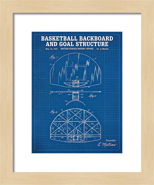 Basketball Backboard And Goal Structure Blueprint Patent Us3788642a
