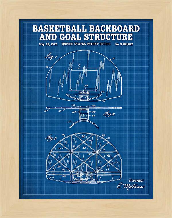Basketball Backboard And Goal Structure Blueprint Patent Us3788642a