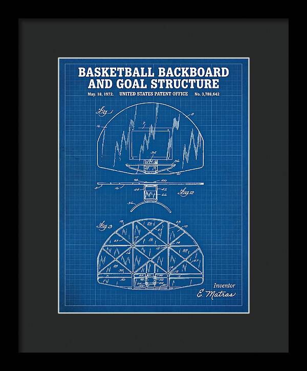 Basketball Backboard And Goal Structure Blueprint Patent Us3788642a