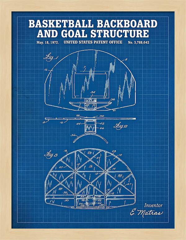 Basketball Backboard And Goal Structure Blueprint Patent Us3788642a