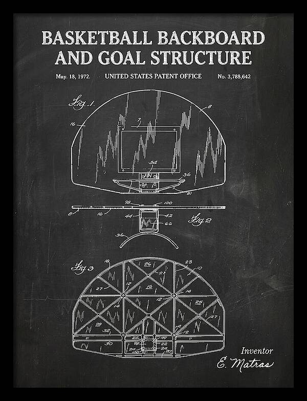 Basketball Backboard And Goal Structure Chalkboard Patent Us3788642