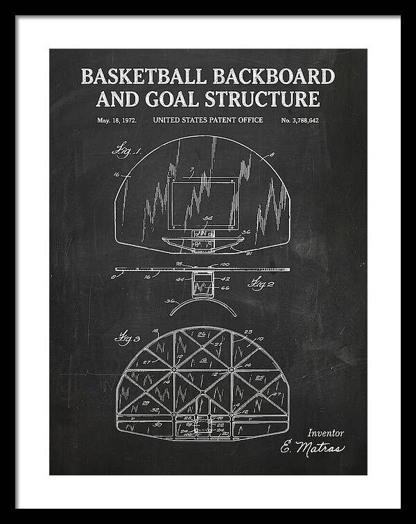 Basketball Backboard And Goal Structure Chalkboard Patent Us3788642