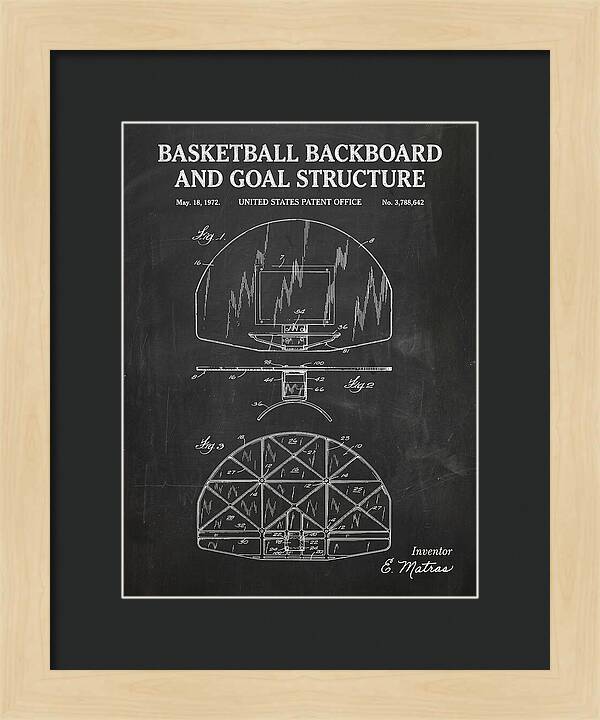 Basketball Backboard And Goal Structure Chalkboard Patent Us3788642