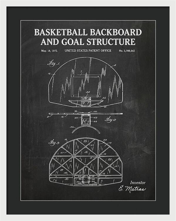 Basketball Backboard And Goal Structure Chalkboard Patent Us3788642