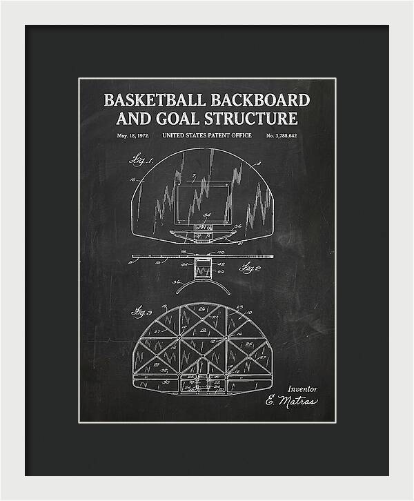 Basketball Backboard And Goal Structure Chalkboard Patent Us3788642
