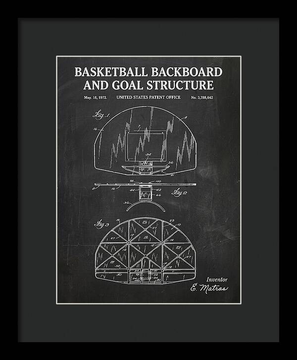 Basketball Backboard And Goal Structure Chalkboard Patent Us3788642