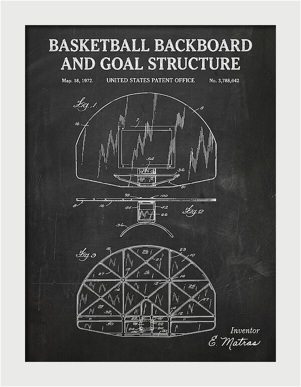 Basketball Backboard And Goal Structure Chalkboard Patent Us3788642