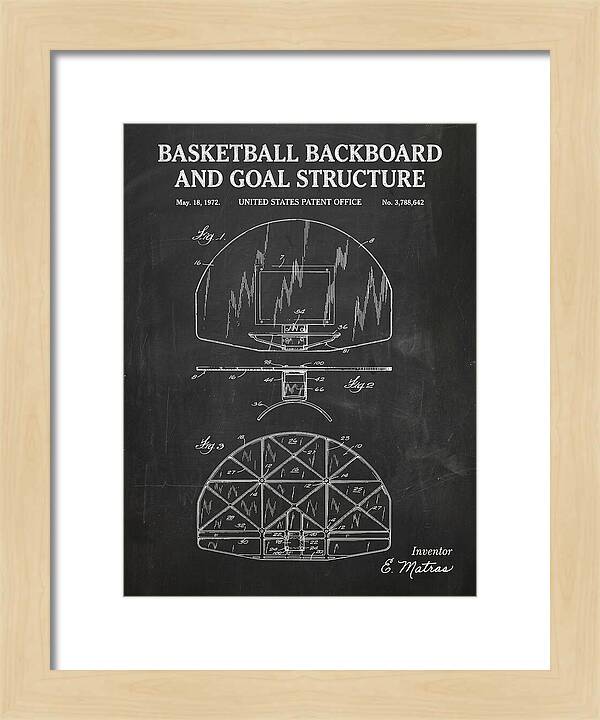 Basketball Backboard And Goal Structure Chalkboard Patent Us3788642