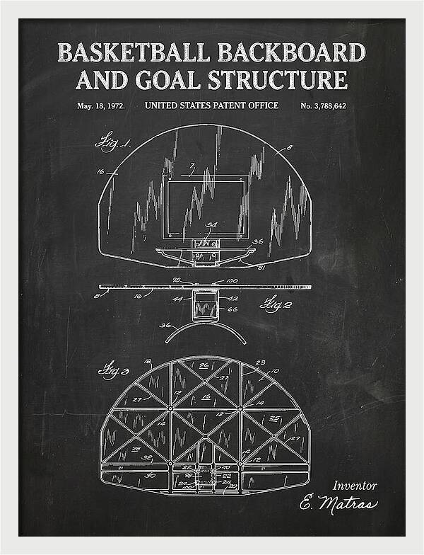 Basketball Backboard And Goal Structure Chalkboard Patent Us3788642