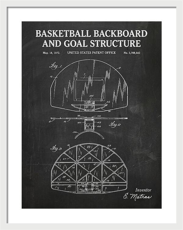 Basketball Backboard And Goal Structure Chalkboard Patent Us3788642
