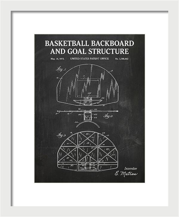 Basketball Backboard And Goal Structure Chalkboard Patent Us3788642