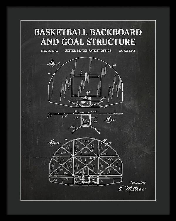 Basketball Backboard And Goal Structure Chalkboard Patent Us3788642