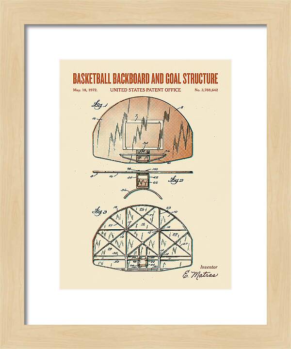 Basketball Backboard And Goal Structure Retro Patent Us3788642