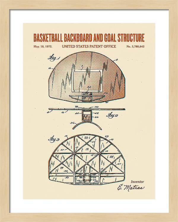 Basketball Backboard And Goal Structure Retro Patent Us3788642