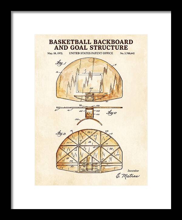 Basketball Backboard And Goal Structure Watercolor Patent Us3788642