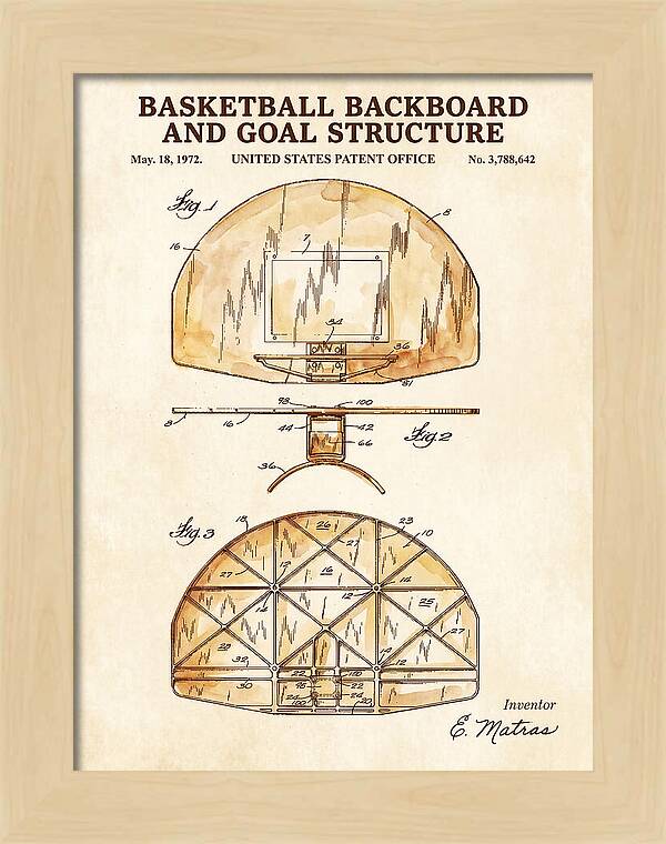 Basketball Backboard And Goal Structure Watercolor Patent Us3788642