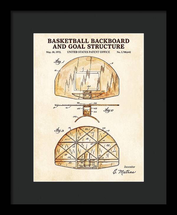 Basketball Backboard And Goal Structure Watercolor Patent Us3788642