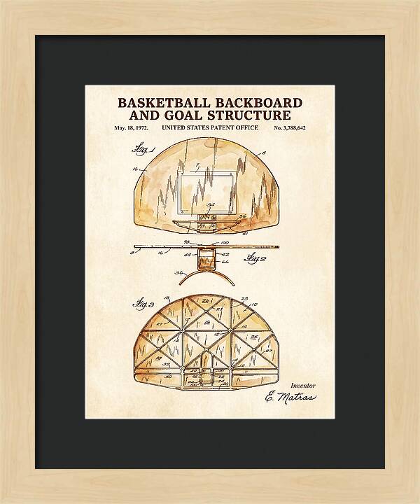 Basketball Backboard And Goal Structure Watercolor Patent Us3788642