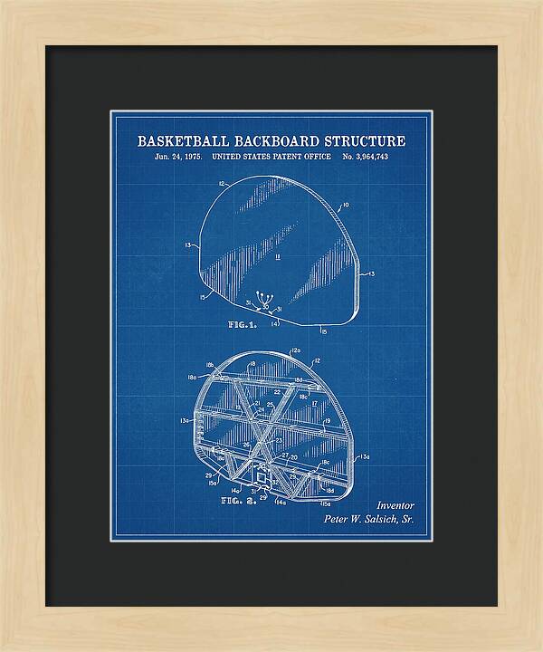 Basketball Backboard Structure Blueprint Patent Us3964743